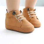 Meckior Toddler Baby Boys Girls High Tops Ankle Sneakers Soft Anti-Slip Sole PU Leather Moccasins Infant Newborn Prewalker First Walking Crib Shoes