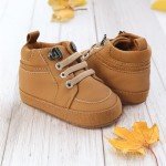 Meckior Toddler Baby Boys Girls High Tops Ankle Sneakers Soft Anti-Slip Sole PU Leather Moccasins Infant Newborn Prewalker First Walking Crib Shoes