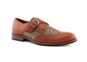 Ferro Aldo Alfred MFA19522 Mens Classic Perforated Duo-Texture Monk-Strap Wingtip Oxford Dress Shoes