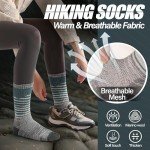 ANTSANG Merino Wool Hiking Socks for Men & Women Thermal Warm Winter Thick Cozy Athletic Crew Work Boot Gift Socks Stocking Stuffers 5 Pairs(Green/Grey/Black,M)