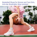 Beita Basketball Shoes for Women Fashion Sneakers Sport Shoes Anti Slip Breathable,Pink,5