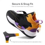 DREAM PAIRS Boys Girls Basketball Shoes Little Kid Big Kid Non-Slip Sport Athletic Sneakers Boys Comfortable Durable School Training Shoes Black/Gold/Purple Size 5 Big Kid SDBS2302K
