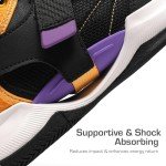 DREAM PAIRS Boys Girls Basketball Shoes Little Kid Big Kid Non-Slip Sport Athletic Sneakers Boys Comfortable Durable School Training Shoes Black/Gold/Purple Size 5 Big Kid SDBS2302K