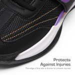DREAM PAIRS Boys Girls Basketball Shoes Little Kid Big Kid Non-Slip Sport Athletic Sneakers Boys Comfortable Durable School Training Shoes Black/Gold/Purple Size 5 Big Kid SDBS2302K