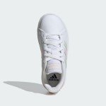 adidas Grand Court Lifestyle Tennis Lace-Up Shoes (Big Kid) Sneaker, White/Crystal Jade/Clear Pink, 5 US Unisex
