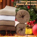 VoJoPi Wool Socks for Women Thermal and Warm Hiking Socks Winter Thick Cozy Cushion Boot Work Socks 5 Pairs