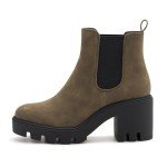 Women's Chelsea Boots Fashion Platform High Heel Ankle Booties Round Toe Casual Elastic Chunky Block Heel Boots