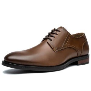 Cestfini Men's Dress Shoes Oxfords Formal Shoes for Men Lace Up Business Derby Shoes with Comfortable Padded Heel Collar Brown