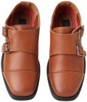 Josmo Boy’s Dress Shoes – Hook and Loop Double Monk Strap Cap Toe Oxford Loafers (Little Kid/Big Kid), Size 5 Big Kid, Tan