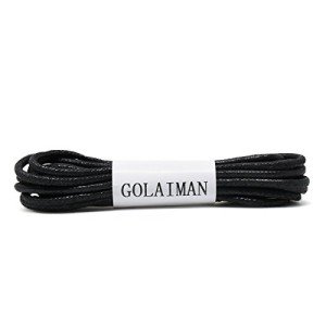 GOLAIMAN Waxed Dress Shoe Laces - Round Oxfords Shoelaces Leather Shoe Lace For Men Women - 28inch Black