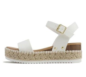 Soda CLIP ~ Women Open Toe Ankle Strap Platform Espadrille Sandal (White Pu (Whipped Stitch), us_footwear_size_system, adult, numeric, wide, 7.5)