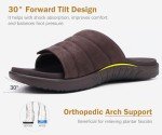 ONCAI Mens Sandals Adjustable Straps Orthotic Plantar Fasciitis Open Toe Athletic Sport Slides with Soft Comfy Arch Support Footbed Brown Size 13