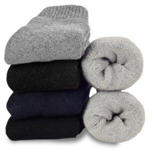 Josnown 5 Pairs Wool Socks Mens, Thick Warm Winter Thermal Hiking Socks, Soft Cozy Boot Socks