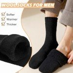 Josnown 5 Pairs Wool Socks Mens, Thick Warm Winter Thermal Hiking Socks, Soft Cozy Boot Socks
