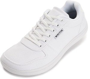 WHITIN Women's Barefoot Sneakers Wide Toe Box Casual Minimalist Minimus Zero Drop Sole Shoes Size 9 Walking Athletic Training White 40