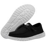 Hey Dude Women's Wendy Slub Canvas Black Size 7 | Women's Shoes | Women's Slip On Shoes | Comfortable & Light-Weight