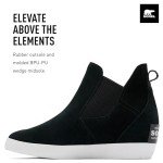 SOREL Women's Out N About Slip-On Wedge Boot - Black, White - 6.5