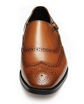 FRASOICUS Men ’s Dress Shoes Genuine Leather Monk Strap Wingtip Formal Shoes Slip-On Loafer 10 Brown