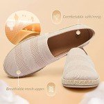 POVOGER Women's Black Flats Mesh Slip On Shoes Breathable Loafers Espadrilles Flats Soft Womens Casual Shoes (Bare Pink,US09)