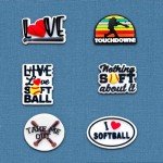 Xaldrichasta 25Pcs Softball Shoe Charms for Clog Different Matching Sandals Wristbands Bracelets, Sports Ball Shoe Charms Decorations (Softball)