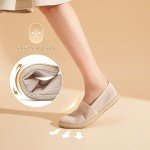 POVOGER Women's Black Flats Mesh Slip On Shoes Breathable Loafers Espadrilles Flats Soft Womens Casual Shoes (Bare Pink,US09)