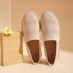 POVOGER Women's Black Flats Mesh Slip On Shoes Breathable Loafers Espadrilles Flats Soft Womens Casual Shoes (Bare Pink,US09)