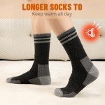 COOVAN Mens Merino Wool Crew Socks Thermal Warm Winter Socks Soft Cozy Boot Socks for Cold Weather Work Hiking 5 Pairs