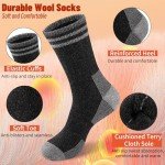 COOVAN Mens Merino Wool Crew Socks Thermal Warm Winter Socks Soft Cozy Boot Socks for Cold Weather Work Hiking 5 Pairs