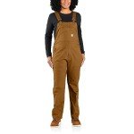 Carhartt Women's Rugged Flex® Loose Fit Canvas Bib Overall, Carhartt Brown, Large Short