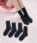 FNOVCO Wool Socks for Women Winter Warm Hiking Boot Thick Thermal Cozy Crew Socks 5 Pairs (Black)