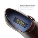 La Milano Mens Leather Double Monk Strap Oxford Slip-on Loafer Comfortable Formal Business Dress Shoes for Men