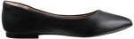 Amazon Essentials Women's Pointed-Toe Ballet Flat, Black Faux Leather, 7.5