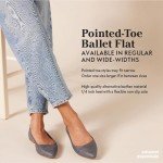 Amazon Essentials Women's Pointed-Toe Ballet Flat, Black Faux Leather, 7.5