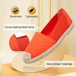 Women's Flats Shoes,Breathable Black Espadrilles Flats,Black and White Slip on Shoes,Lightweight and Soft(Orange red.US9)