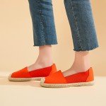 Women's Flats Shoes,Breathable Black Espadrilles Flats,Black and White Slip on Shoes,Lightweight and Soft(Orange red.US9)