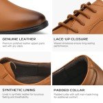 HEEZ Men's Oxford Shoes, Tan Lace Up Dress Oxford Shoes, Comfortable Classic Formal Shoes for Men with Round Toe, Removable Rebounded Insole, Medium Arch Support, Lightweight PU Outsole, Size 12