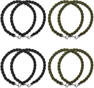 BLMHTWO 8PCS Military Boot Straps, Elastic Boot Bands Blousing Garter Straps Outdoor Legging Rope with Metal Hook for Pants Men and Women Outdoor Hiking Military(Green+Black)