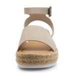 Shoe Land Legossa Womens Platform Sandals Ankle Strap Espadrilles Comfortable Open Toe Flatform Wedge Casual Sandal Black White Tan Platform Sandals for Summer, 1825/Beige, Size 11.0