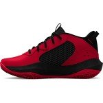 Under Armour Unisex Big Kid Grade School Lockdown 6 Basketball Shoe, (600) Red/Black/White, 6.5