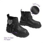 DREAM PAIRS Girls Chelsea Boots Side Zipper Lug Sole Ankle Booties Toddler/Little Kid/Big Kid,Size 13 Little Kid,Black-Glitter,SDBO2301K