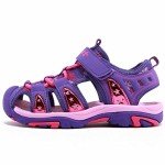 BODATU Girls' Summer Outdoor Beach Sports Closed-Toe Sandals Purple, 2 Little Kid