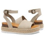Shoe Land Legossa Womens Platform Sandals Ankle Strap Espadrilles Comfortable Open Toe Flatform Wedge Casual Sandal Black White Tan Platform Sandals for Summer, 1825/Beige, Size 11.0