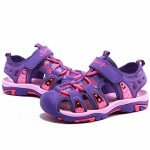 BODATU Girls' Summer Outdoor Beach Sports Closed-Toe Sandals Purple, 2 Little Kid