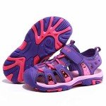 BODATU Girls' Summer Outdoor Beach Sports Closed-Toe Sandals Purple, 2 Little Kid