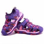 BODATU Girls' Summer Outdoor Beach Sports Closed-Toe Sandals Purple, 2 Little Kid