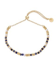 PAVOI 14K Yellow Gold Plated Colored Beaded Bracelet for Women | Boho Festival Adjustable Slider Bracelet | Freshwater Pearls Sodalite Beads
