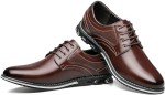 Men's Dress Shoes Wide Width, Comfort Dress Sneakers Men Fashion Business Casual Oxford Shoes Soft Derby Shoe for Working Driving Walking Brown, 10.5 Wide