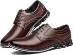 Men's Dress Shoes Wide Width, Comfort Dress Sneakers Men Fashion Business Casual Oxford Shoes Soft Derby Shoe for Working Driving Walking Brown, 10.5 Wide