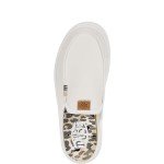 Hey Dude Women's Austin Lift Leather White Size 8 | Women's Shoes | Women Slip-on Loafers | Comfortable & Light-Weight