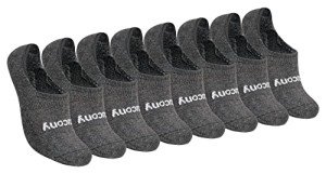 Saucony womens 8 Pairs No Show Cushioned Invisible Liner Running Socks, Charcoal Assorted (8 Pairs), Shoe Size 6-10 US